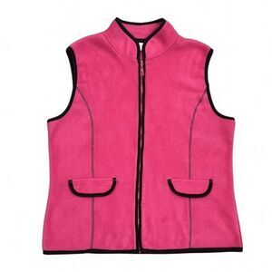 Erika Pink Fleece Vest With Black Trim Size XL
